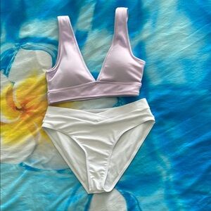 White Bikini Bottoms With 3 Interchangeable Bikini Tops